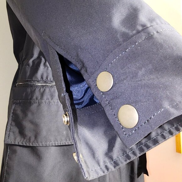 Banana Republic Women's Navy Long Hooded Drawcord Spring/Rain Coat - XL - Picture 10 of 12